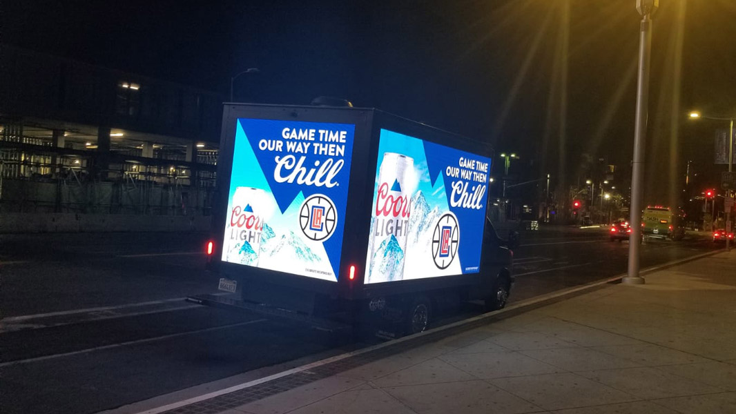 led truck with coors light billboard